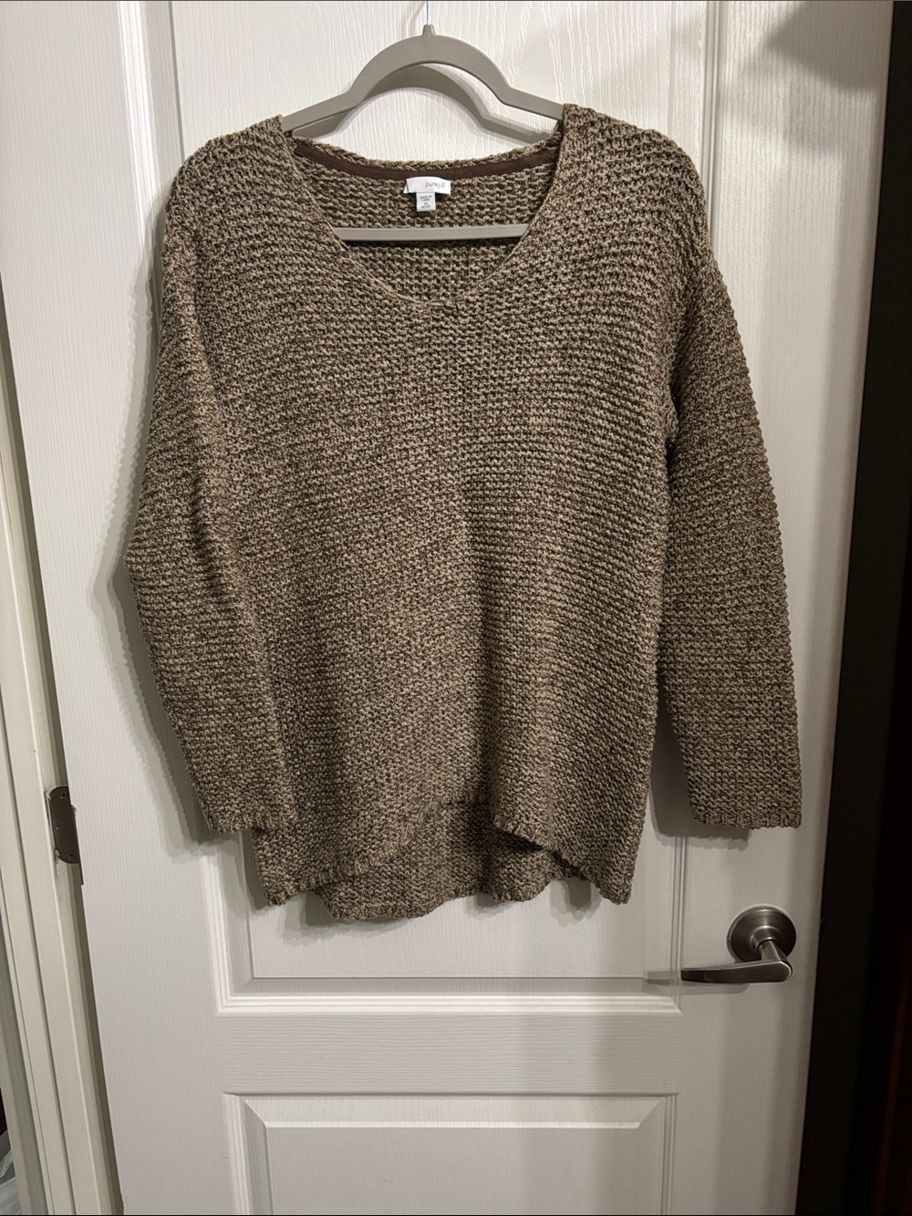 Women's V-Neck Knit Sweater in Taupe by Parkhurst